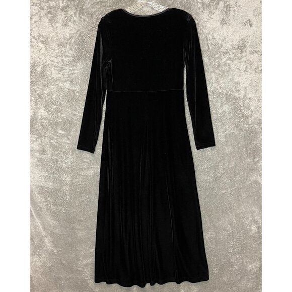 Women Classy Whimsigoth Witchy Dark Romantic Black Velvet Maxi Dress S* - Picture 2 of 11